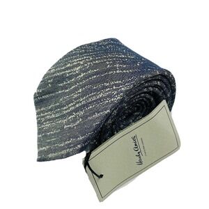 Hardy Amies Gray White Woven Pure Silk Mens Tie 2.75 Inch Width NWT